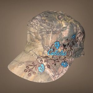 Cabela's Women's Camouflage Strap Back Hat with Embroidered Flowers + Vines Camo